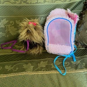 Plush Dog with Leashes, Carrier, & Bone